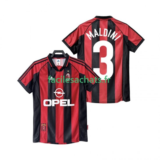 Maillot AC Milan MALDINI 3 Retro 1998 1999 Domicile Homme MC