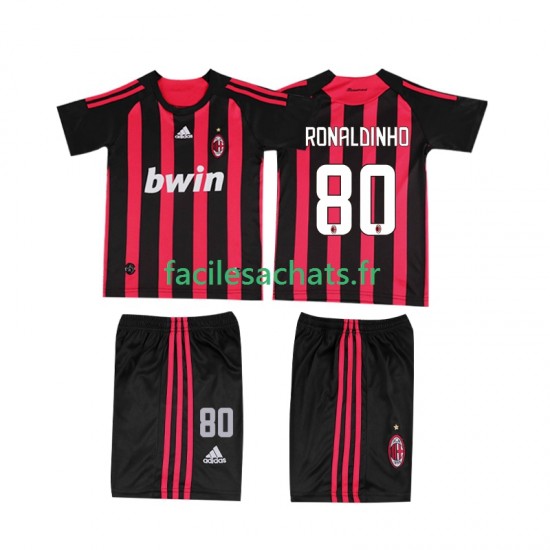 Maillot AC Milan RONALDINHO 80 Retro 2008 2009 Domicile Enfant MC