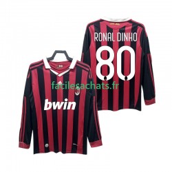 Maillot AC Milan RONALDINHO 80 Retro 2009 2010 Domicile Homme ML