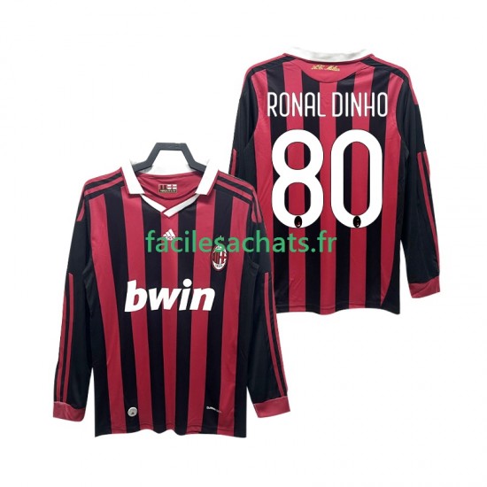 Maillot AC Milan RONALDINHO 80 Retro 2009 2010 Domicile Homme ML