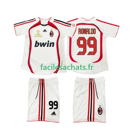 Maillot AC Milan RONALDO 9 Retro 2006 2007 Extérieur Enfant MC
