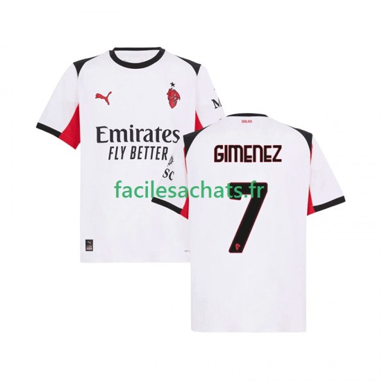 Maillot AC Milan Santiago Gimenez 7 2025-2026 Extérieur Homme MC