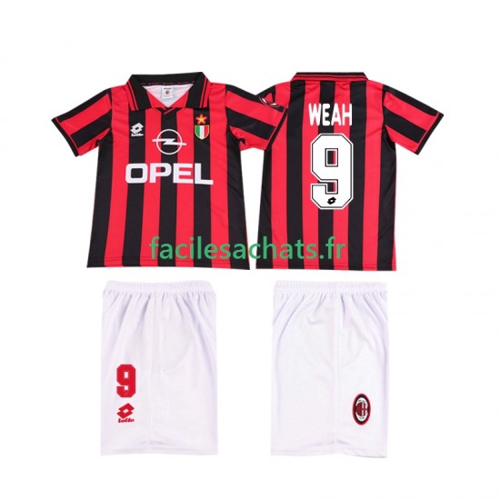 Maillot AC Milan WEAH 9 Retro 1996 1997 Domicile Enfant MC