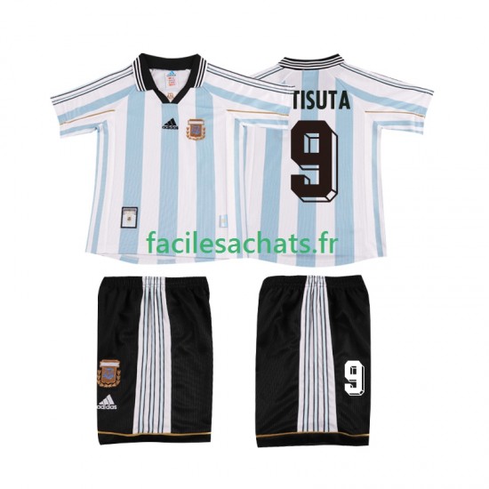 Maillot Argentine BATISUTA 9 Retro 1998 Domicile Enfant MC