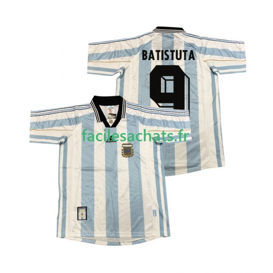 Maillot Argentine BATISUTA 9 Retro 1998 Domicile Homme MC