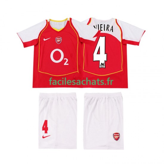 Maillot Arsenal VIEIRA 4 Retro 2004 2005 Domicile Enfant MC