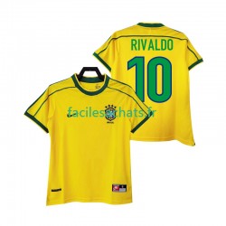 Maillot Brésil RIVALDO 10 Retro 1998 Domicile Homme MC
