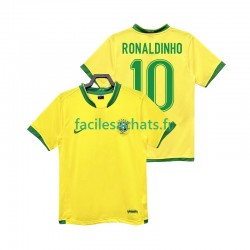 Maillot Brésil RONALDINHO 10 Retro 2006 Domicile Homme MC