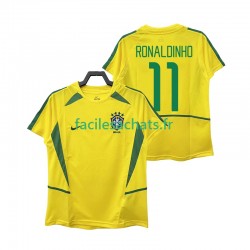 Maillot Brésil RONALDINHO 11 Retro 2002 Domicile Homme MC
