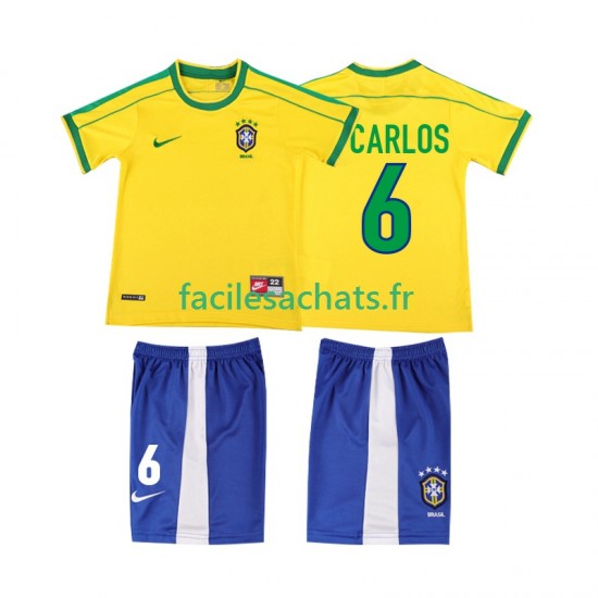 Maillot Brésil Roberto Carlos 6 Retro 1998 Domicile Enfant MC