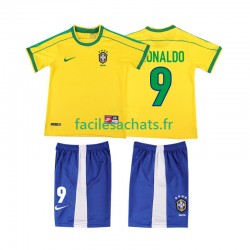 Maillot Brésil Ronaldo 9 Retro 1998 Domicile Enfant MC