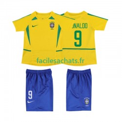 Maillot Brésil Ronaldo 9 Retro 2002 Domicile Enfant MC