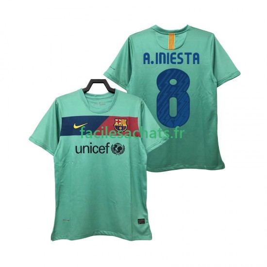 Maillot FC Barcelone A INIESTA 8 Retro 2010 2011 Extérieur Homme MC