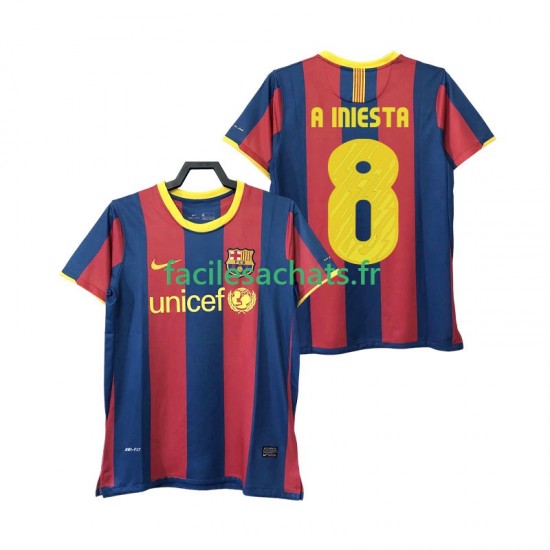 Maillot FC Barcelone A INIESTA 8 Retro 2010 2011 Domicile Homme MC