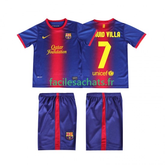 Maillot FC Barcelone DAUID VILLA 7 Retro 2012 2013 Domicile Enfant MC