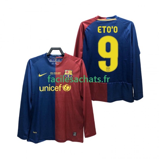 Maillot FC Barcelone ETO O 9 Retro Champions League 2008 2009 Domicile Homme ML