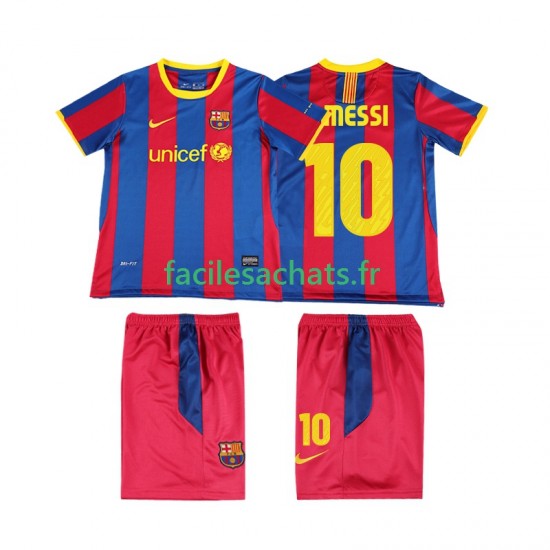 Maillot FC Barcelone Lionel Messi 10 Retro 2010 2011 Domicile Enfant MC