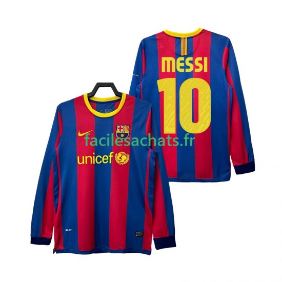 Maillot FC Barcelone Lionel Messi 10 Retro 2010 2011 Domicile Homme ML