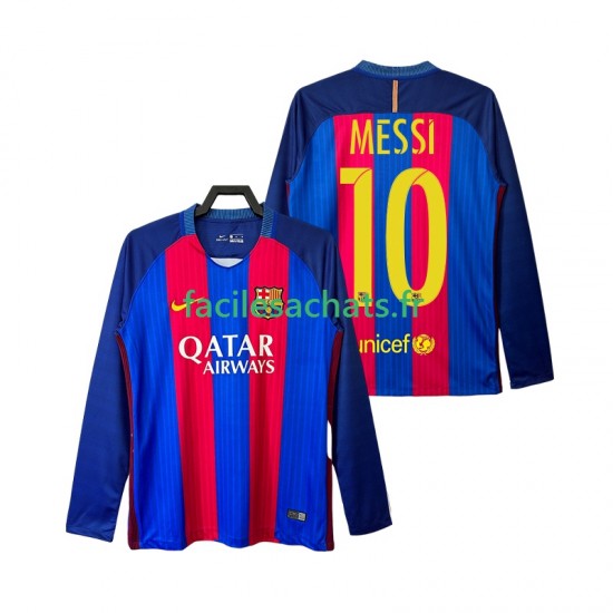 Maillot FC Barcelone Lionel Messi 10 Retro 2016 2017 Domicile Homme ML