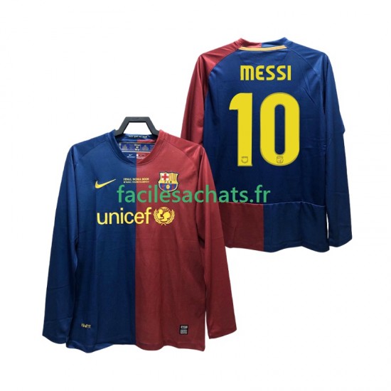 Maillot FC Barcelone Lionel Messi 10 Retro Champions League 2008 2009 Domicile Homme ML