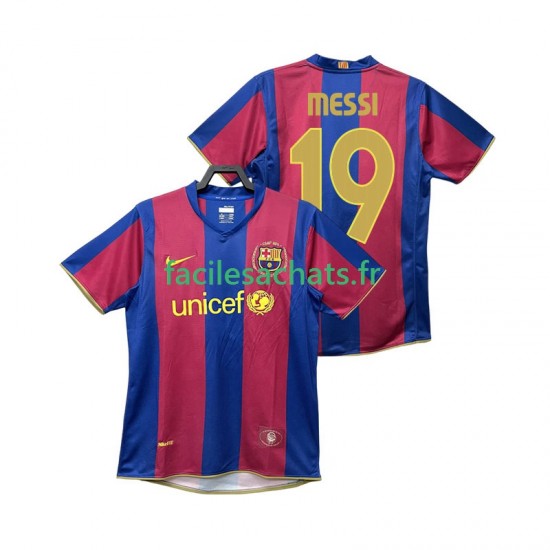 Maillot FC Barcelone Lionel Messi 19 Retro 2007 2008 Domicile Homme MC