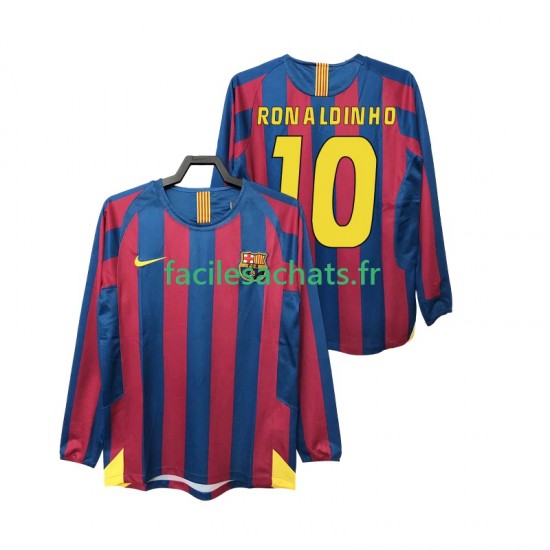 Maillot FC Barcelone RONALDINHO 10 Retro 2005 2006 Domicile Homme ML