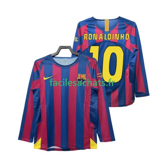 Maillot FC Barcelone RONALDINHO 10 Retro Champions League 2005 2006 Domicile Homme ML