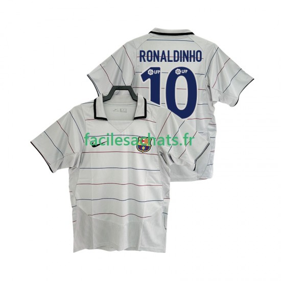 Maillot FC Barcelone RONALDINHO 10 Retro 2003 2004 Extérieur Homme MC