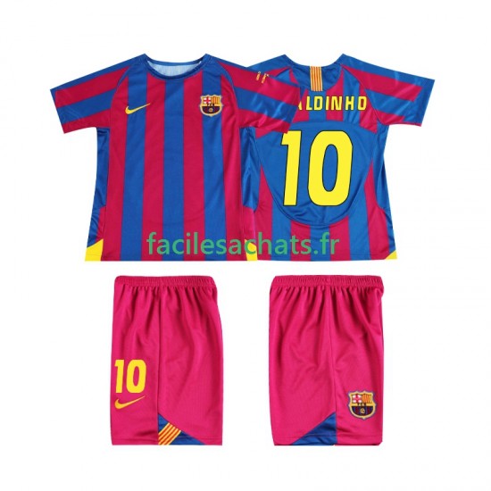 Maillot FC Barcelone RONALDINHO 10 Retro Champions League 2005 2006 Domicile Enfant MC