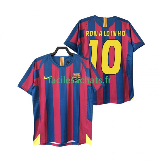 Maillot FC Barcelone RONALDINHO 10 Retro 2005 2006 Domicile Homme MC