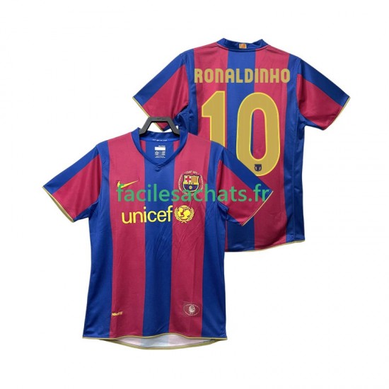 Maillot FC Barcelone RONALDINHO 10 Retro 2007 2008 Domicile Homme MC