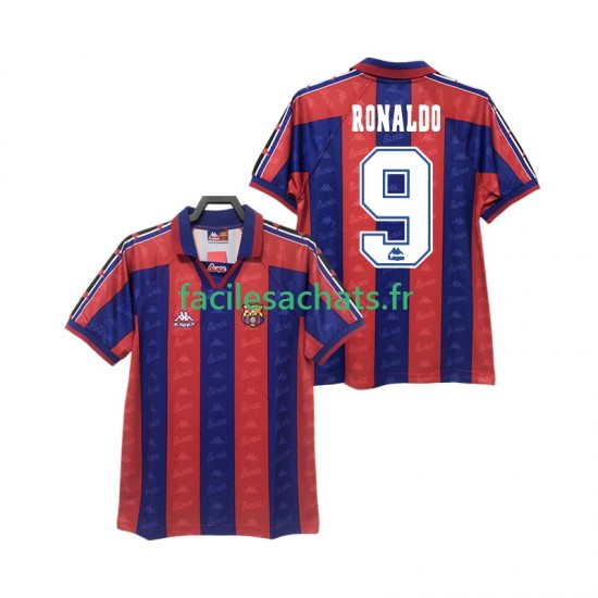Maillot FC Barcelone RONALDO 9 Retro 1996 1997 Domicile Homme MC