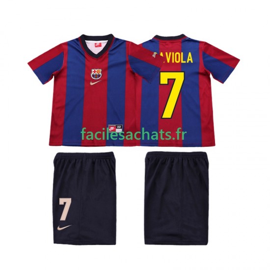 Maillot FC Barcelone SAVIOLA 7 Retro 1998 1999 Domicile Enfant MC