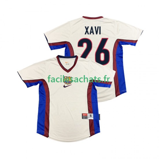 Maillot FC Barcelone XAVI 26 Retro 1998 1999 Extérieur Homme MC