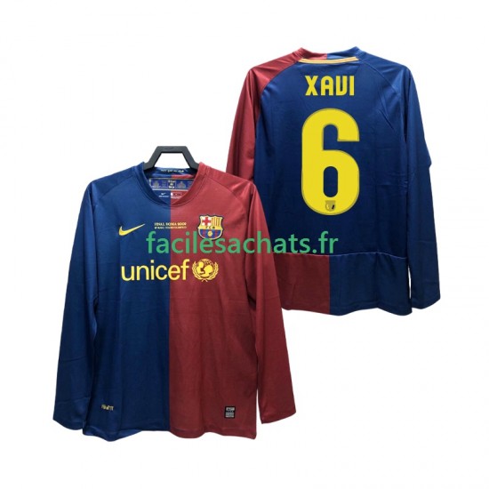 Maillot FC Barcelone XAVI 6 Retro Champions League 2008 2009 Domicile Homme ML