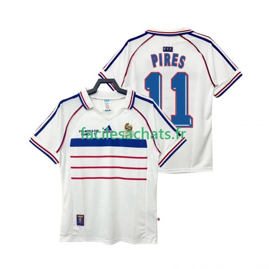Maillot France PIRES 11 Retro 1998 Extérieur Homme MC
