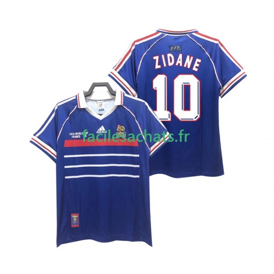 Maillot France ZIDANE 10 Retro 1998 Domicile Homme MC