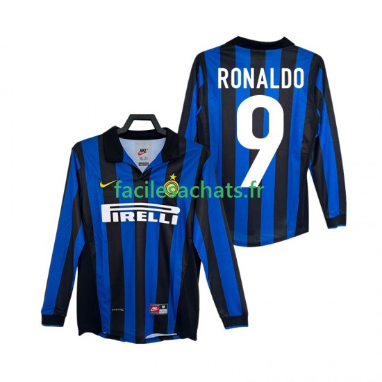 Maillot Inter Milan Ronaldo 9 Retro 1998 1999 Domicile Homme ML