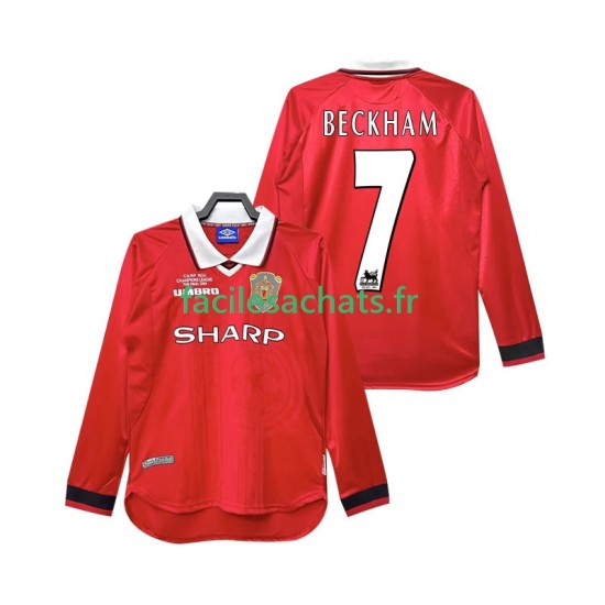 Maillot Manchester United Beckham 7 Retro 1999 2000 Domicile Homme ML
