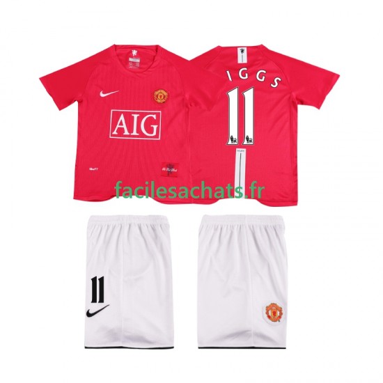 Maillot Manchester United GIGGS 11 Retro Premier League 2007 2008 Domicile Enfant MC