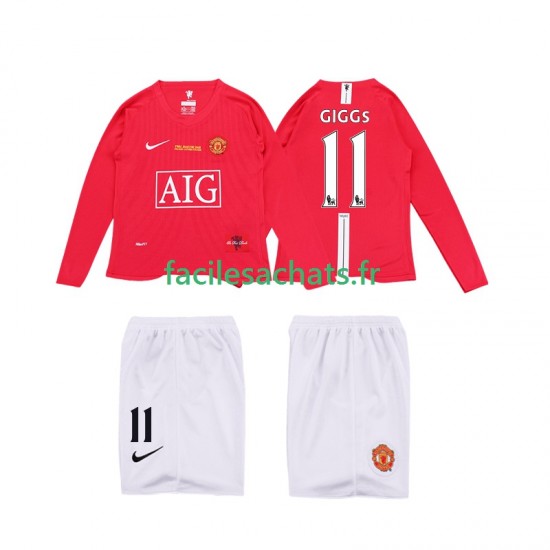Maillot Manchester United GIGGS 11 Retro Premier League 2008 2009 Domicile Enfant ML