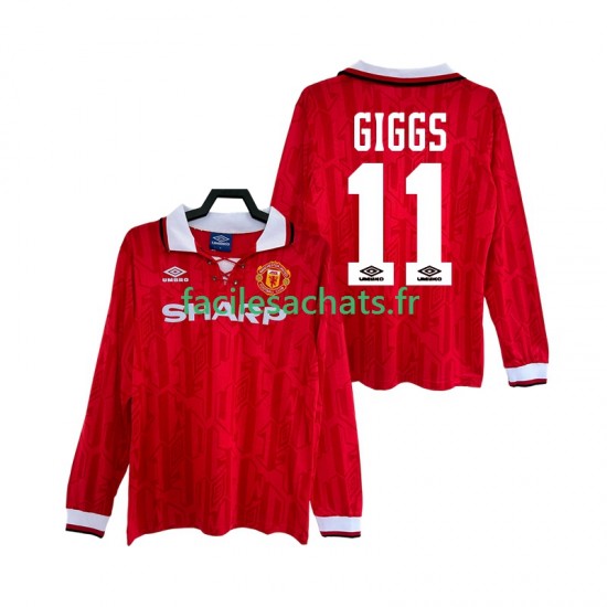 Maillot Manchester United GIGGS 11 Retro 1992 1994 Domicile Homme ML