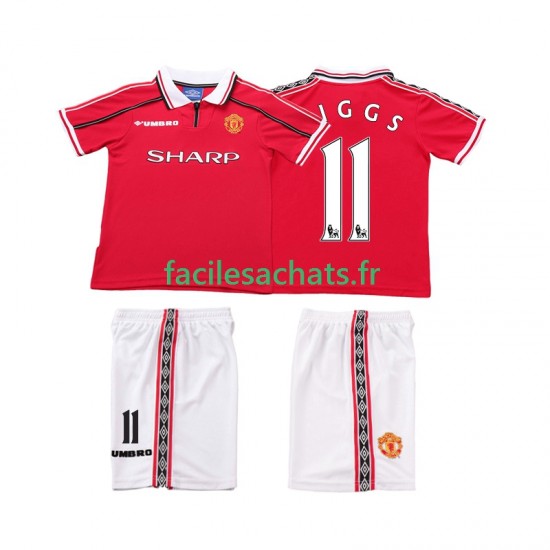 Maillot Manchester United Giggs 11 Retro 1998 1999 Domicile Enfant MC