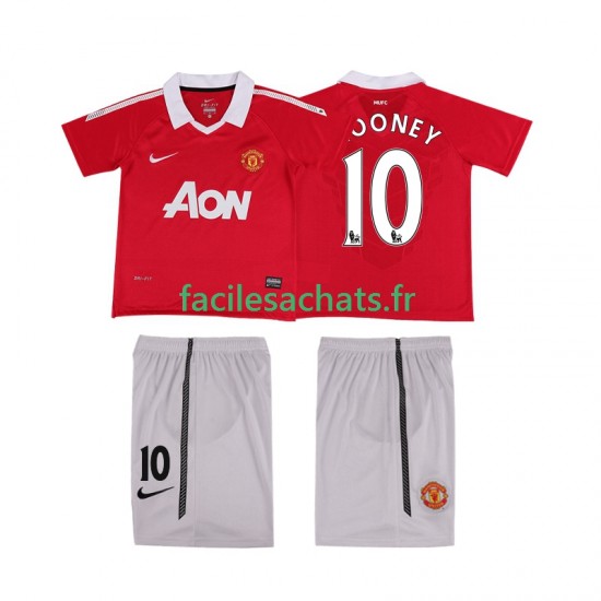 Maillot Manchester United Rooney 10 Retro 2010 2011 Domicile Enfant MC