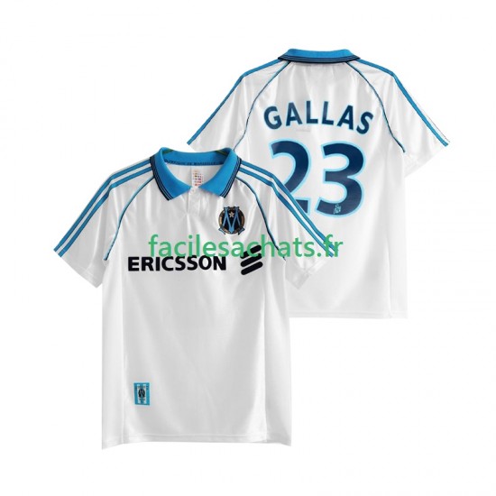 Maillot Olympique de Marseille Gallas 23 Retro 1998 1999 Domicile Homme MC