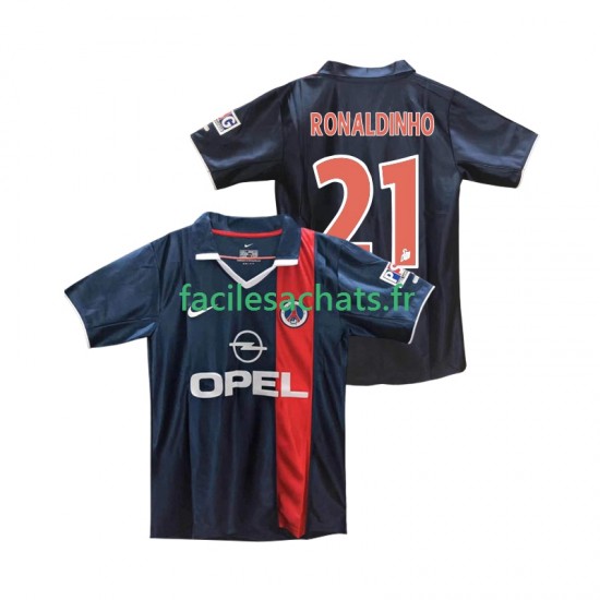 Maillot Paris Saint-Germain RONALDINHO 21 Retro 2001 2002 Domicile Homme MC
