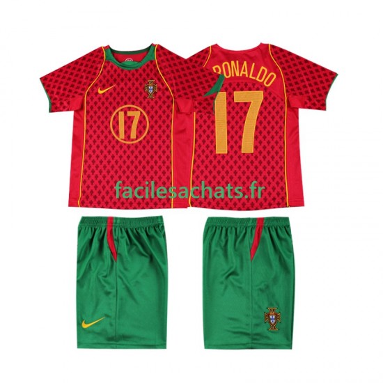 Maillot Portugal Cristiano Ronaldo 17 Retro 2004 Domicile Enfant MC