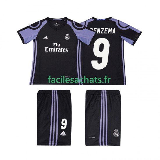 Maillot Real Madrid BENZEMA 9 Retro 2016 2017 3ème Enfant MC