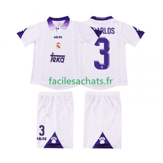Maillot Real Madrid R CARLOS 3 Retro 1997 1998 Domicile Enfant MC