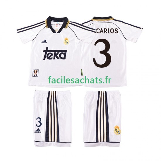 Maillot Real Madrid R CARLOS 3 Retro 1998 2000 Domicile Enfant MC